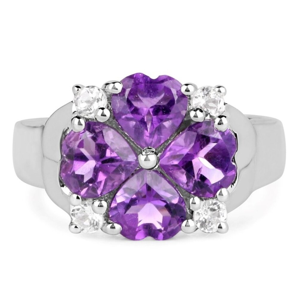 Amethyst and Sterling Silver Ring - Size 7